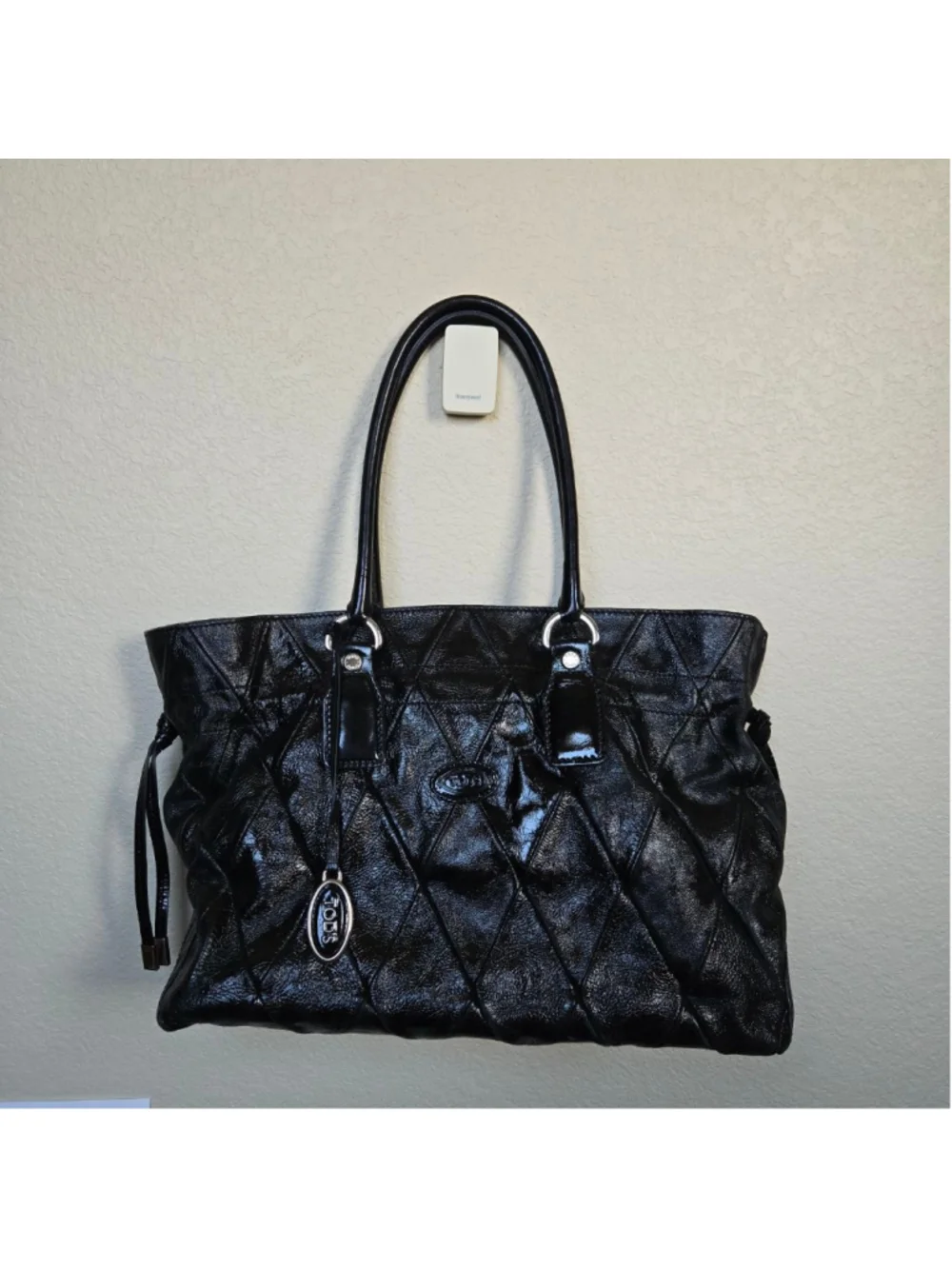 Authentic TOD'S Signature Matelasse Patent Leather Tote Bag Italy